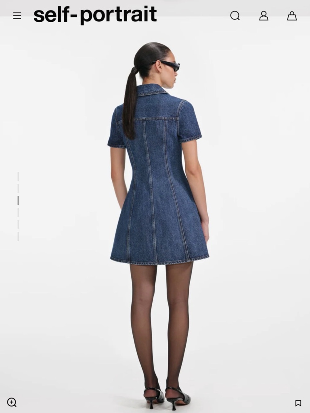 Self-Portrait Denim Button-Front Mini Dress - Picture 3 of 8